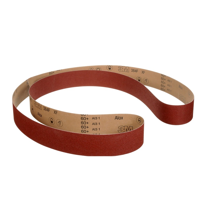 3M Cloth Belt 384F, P400 XF-weight, 1-1/4 in x 24-3/4 in, Fabri-lok, Single-flex