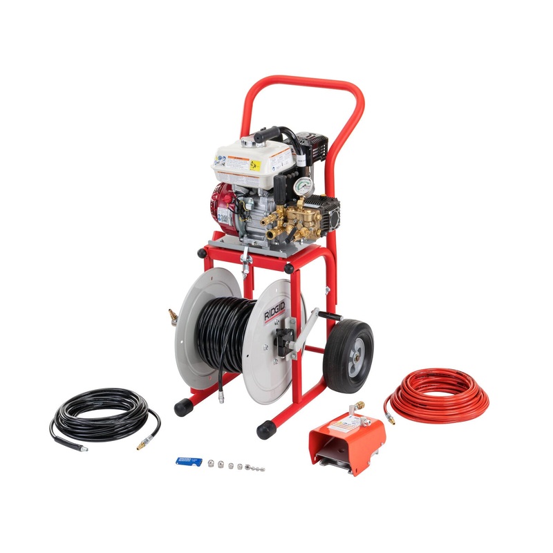 Ridgid 63882 Above With:  H-30 Cart  110'  x 14" (33 m x 4.8 mm ) Jet Hose