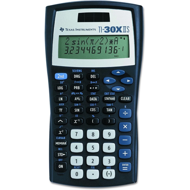 Texas Instruments TI-30XIIS Scientific Calculator, Black with Blue Accents