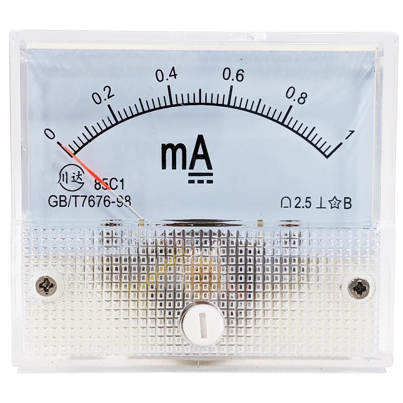 Analog Ammeter 0-1mA DC Amp Meter, Panel Mount Meter Movement