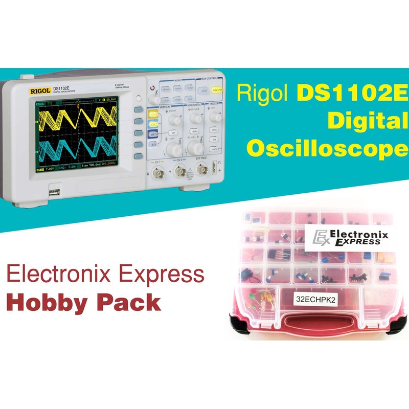 Rigol Oscilloscope Model DS1102Z-E (100MHz, 2 Channel) with FREE Electronix Express Hobby Pack