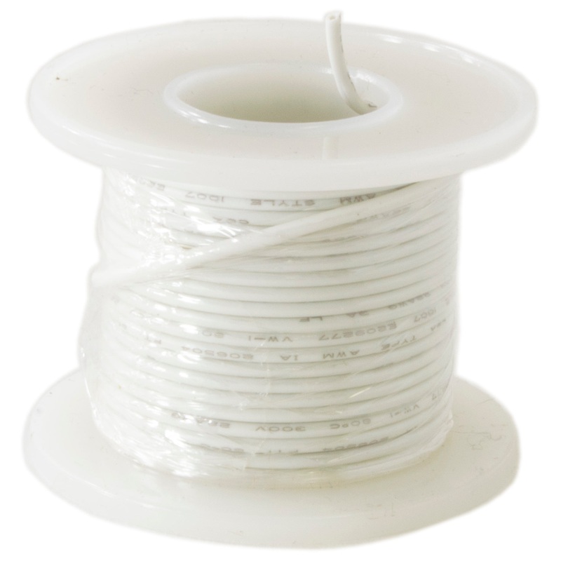 24 Gauge Stranded Hookup Wire (White, 1000 Feet), 300 Volts