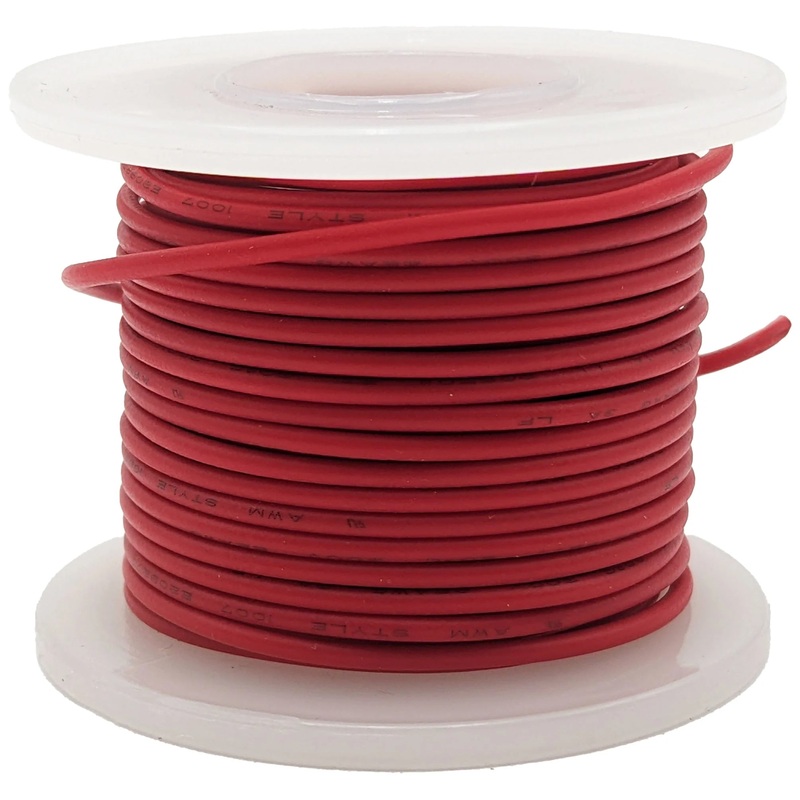 25 Feet Red 22 Gauge Stranded Hook-Up Wire, Tinned Copper, PVC Insulation (Shade May Vary), 300 Volts