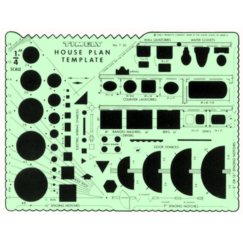 Timely " Scale House Plan Template, Size 5" x 6"
