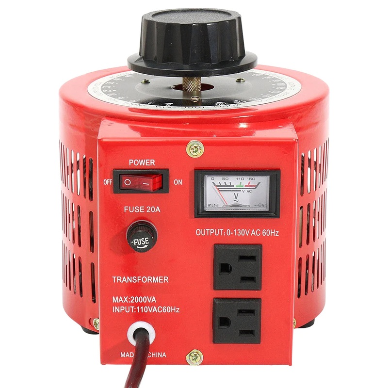 20 Amp Variable Transformer (Max 2000 VA), Input: 120 V AC, Output: 0~130 V AC