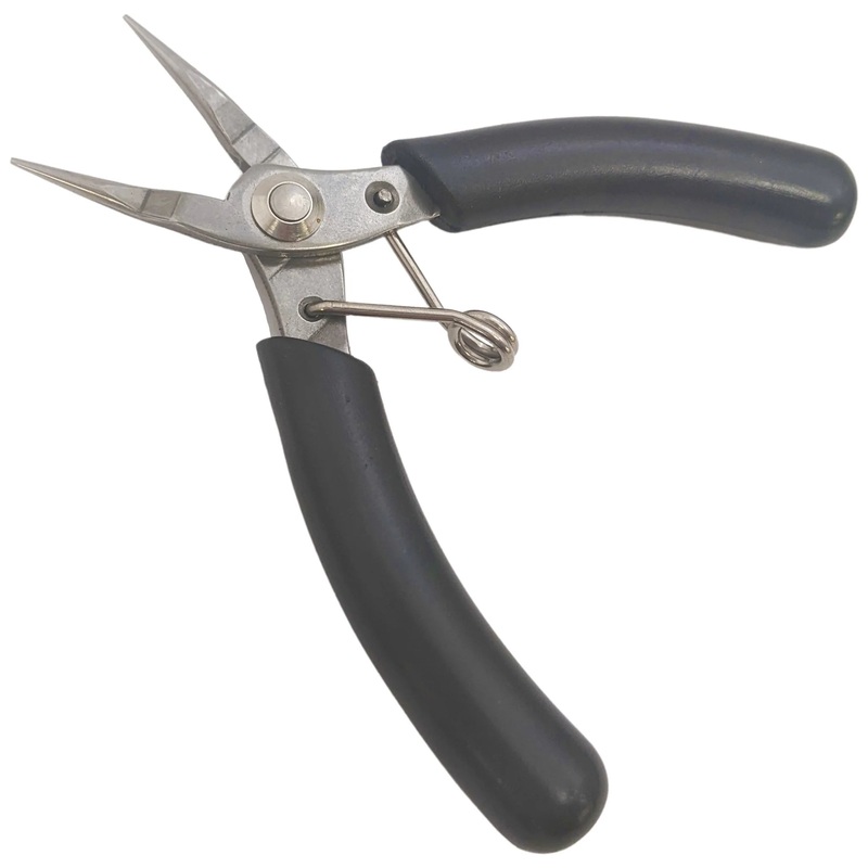 4" Round Nose Pliers with Cushion Grip Handles and Return Spring, Stainless Steel