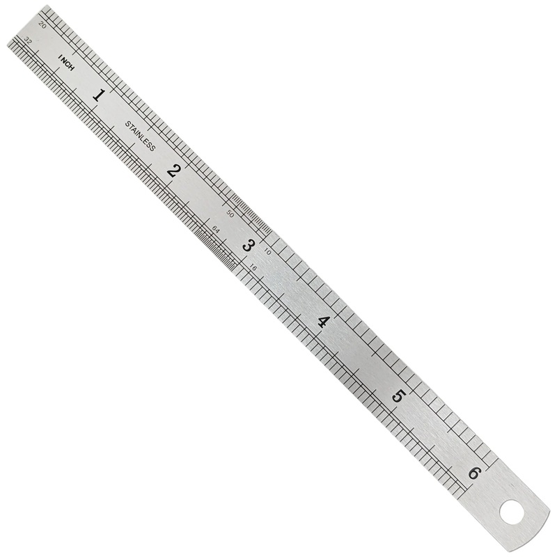 6 Mini Double-Sided Ruler, SAE and Metric, 1/64" and 1mm Increments