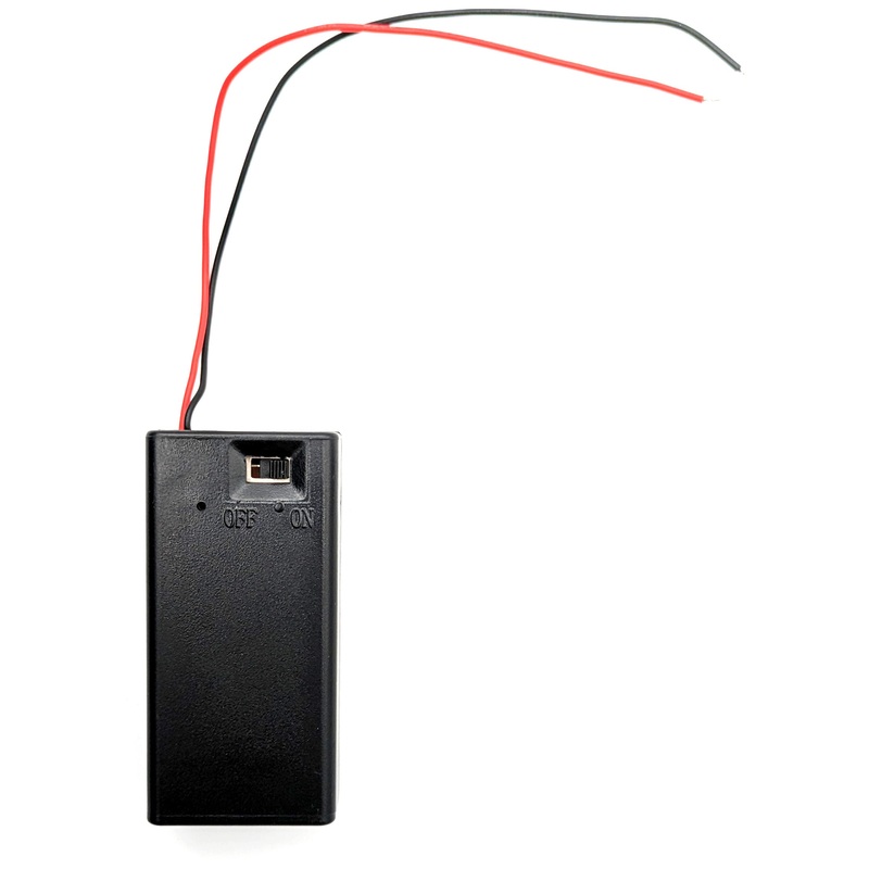 9V Battery Holder with Cover, ON/OFF Switch, Red & Black Wire Leads