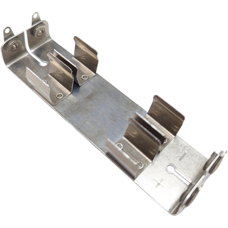 AA Battery Holders, Aluminum Body, Cylindrical Battery Contacts, Holds 4 AA Batteries, Insulated Washer & Solder Lugs