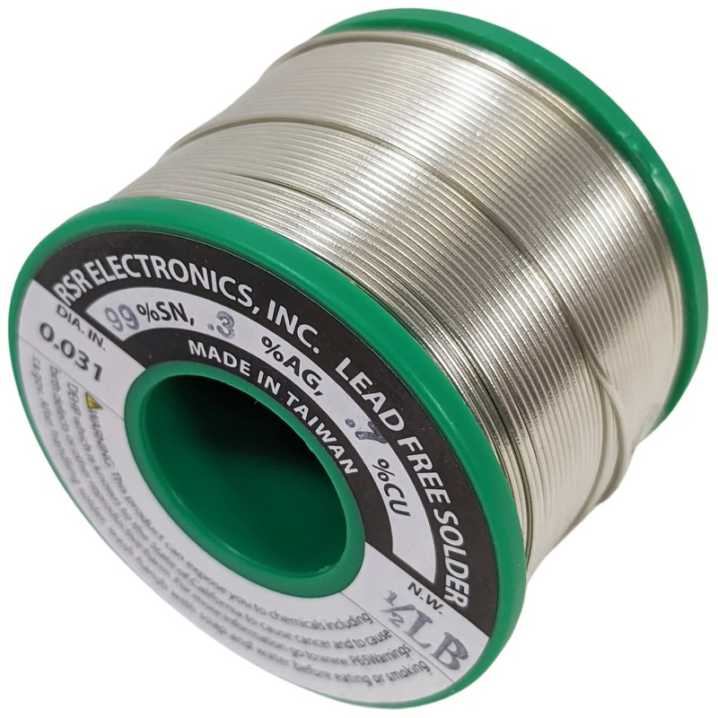 Lead-Free Solder 1/2 lb Spool, .031" Diameter, 99% Tin, .3% AG, .7% CU