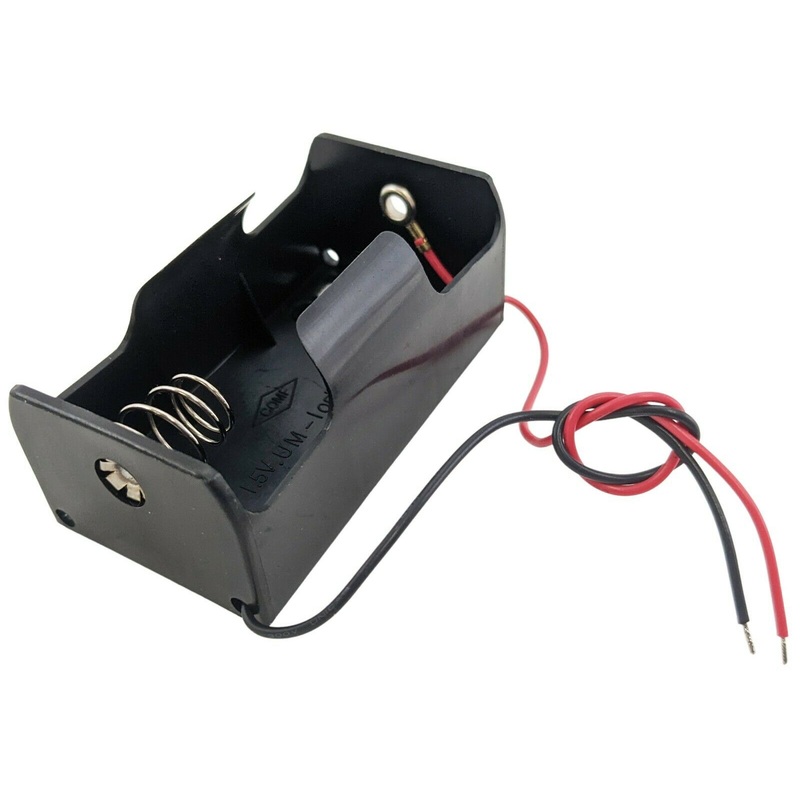 Single 'D' Cell Battery Holder with Wire Leads, Plastic Case (2.71" x 1.45" x 1.22")