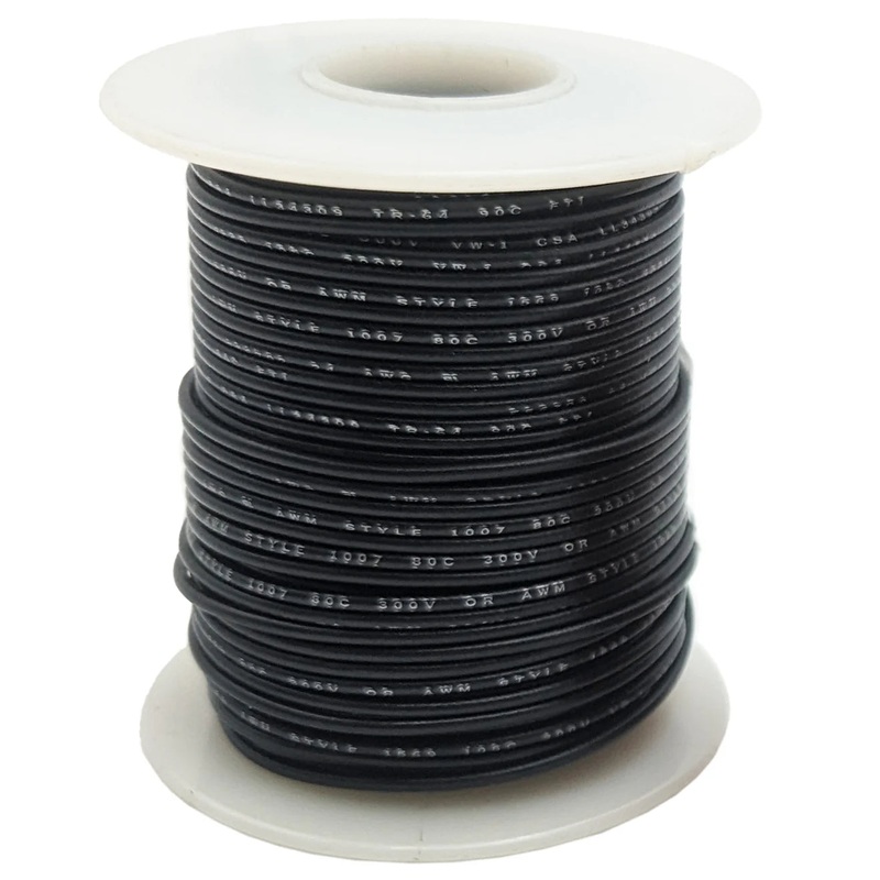 100 Feet Black 24 Gauge Solid Hook-Up Wire, Tinned Copper, PVC Insulation (Shade May Vary), 300 Volts