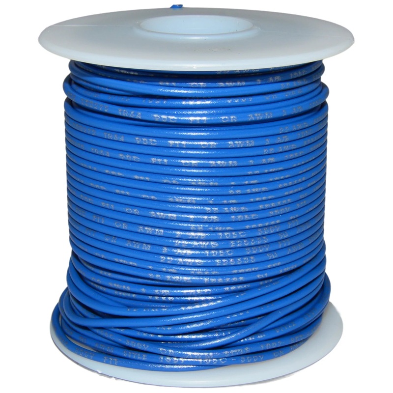 100 Feet Blue 22 Gauge Stranded Hook-Up Wire, Tinned Copper, PVC Insulation (Shade May Vary)