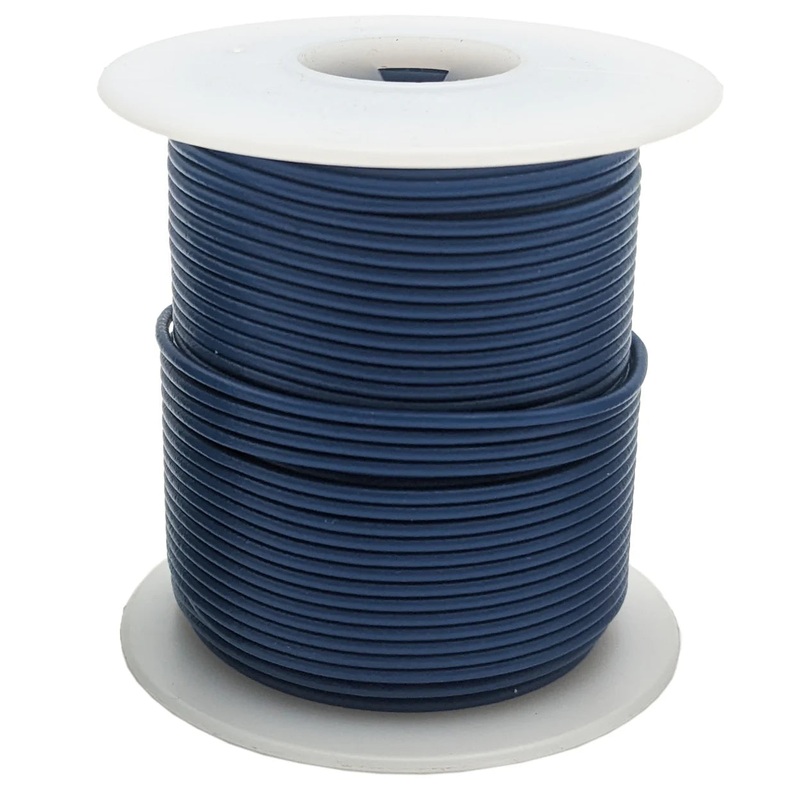 100 Feet Blue 24 Gauge Solid Hook-Up Wire, Tinned Copper, PVC Insulation (Shade May Vary), 300 Volts