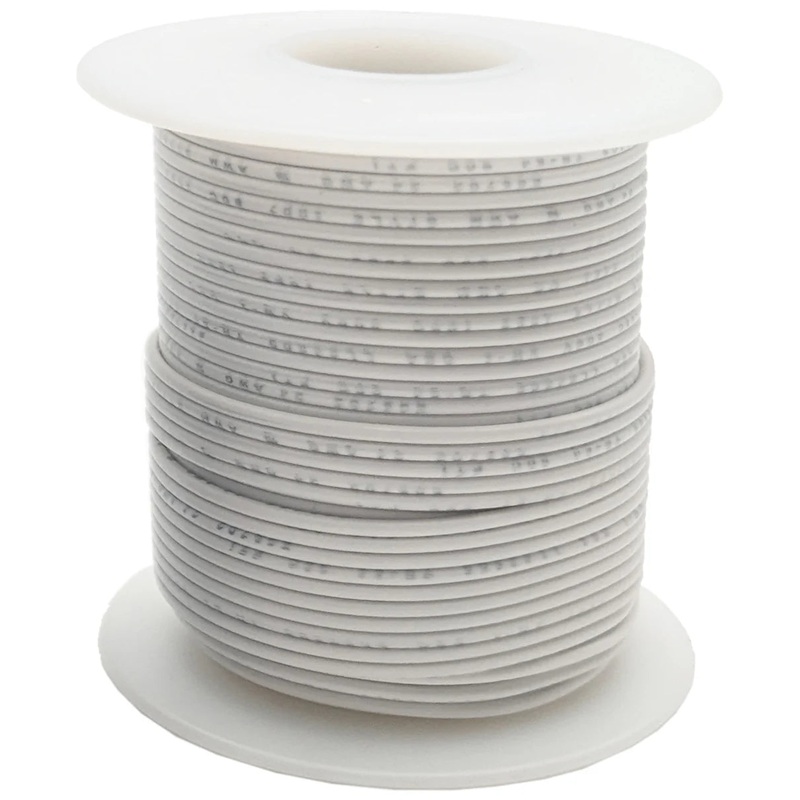 100 Feet White 24 Gauge Solid Hook-Up Wire, Tinned Copper, PVC Insulation (Shade May Vary), 300 Volts