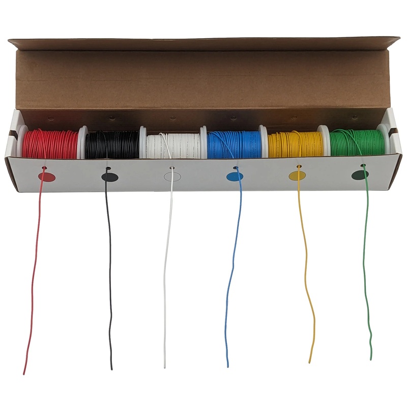 20 Gauge Hook Up Wire Kit - Stranded Wire, Tinned Copper - Includes 6 Different Color 100 Foot Spools