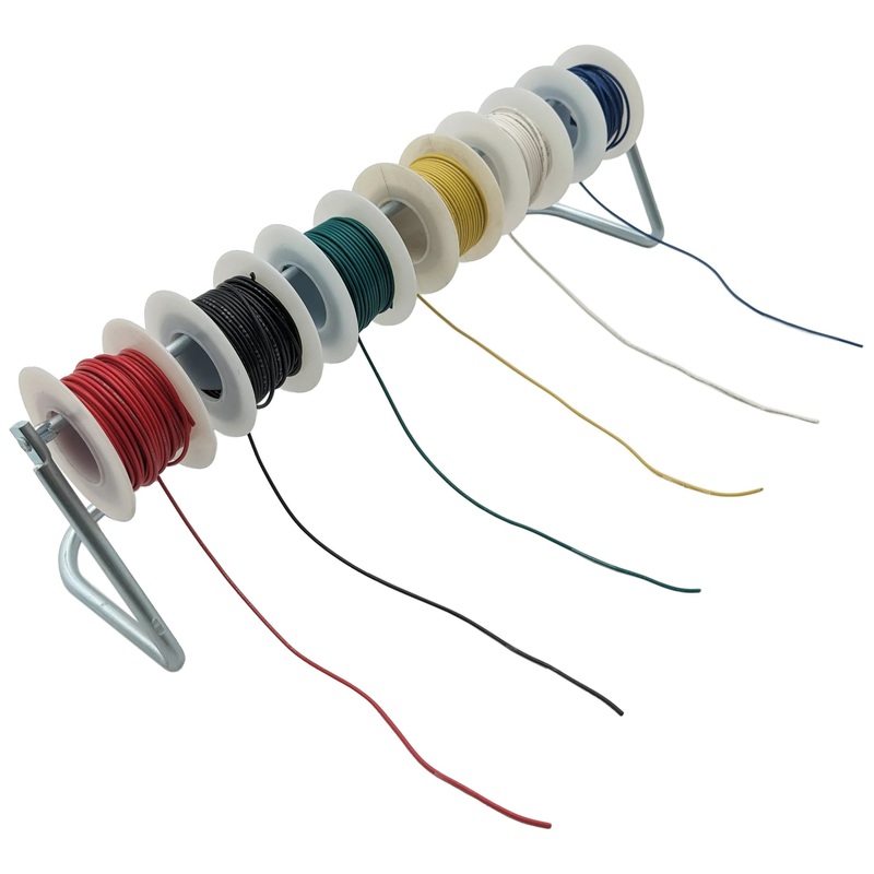 24 Gauge Hook-Up Wire Kit, Stranded Tinned Copper Wire, Six 25 Foot Spools with Metal Spool Holder