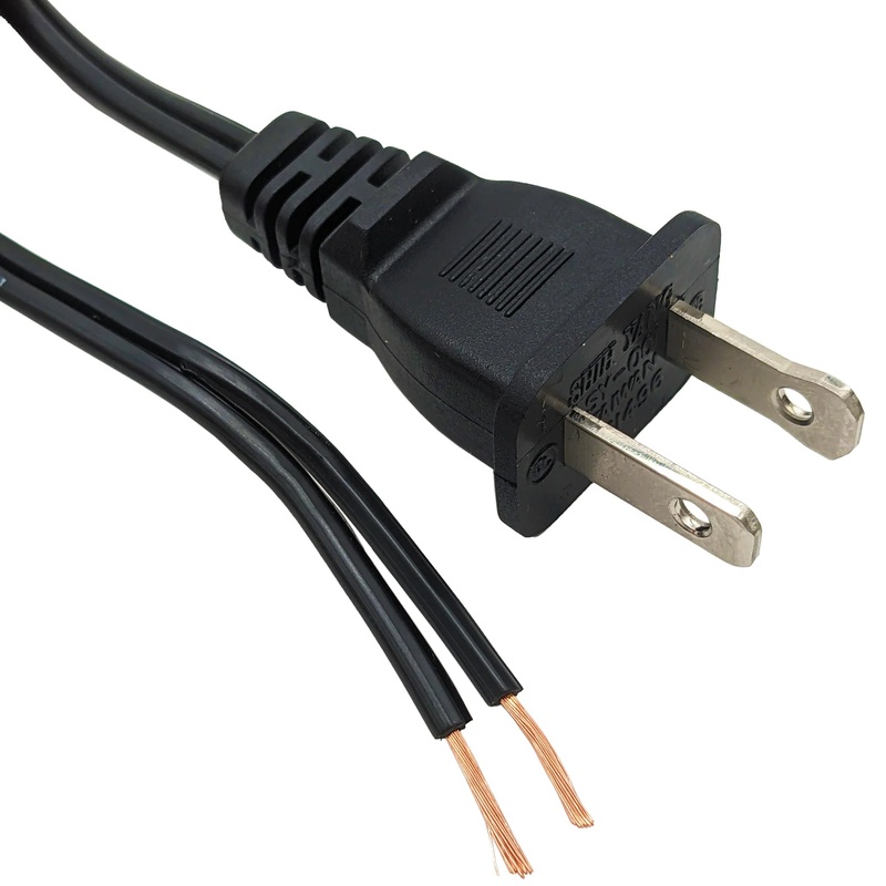 6 Foot (72 Inches) SPT-1 Power Supply Cord, 2 Conductors, Black Color