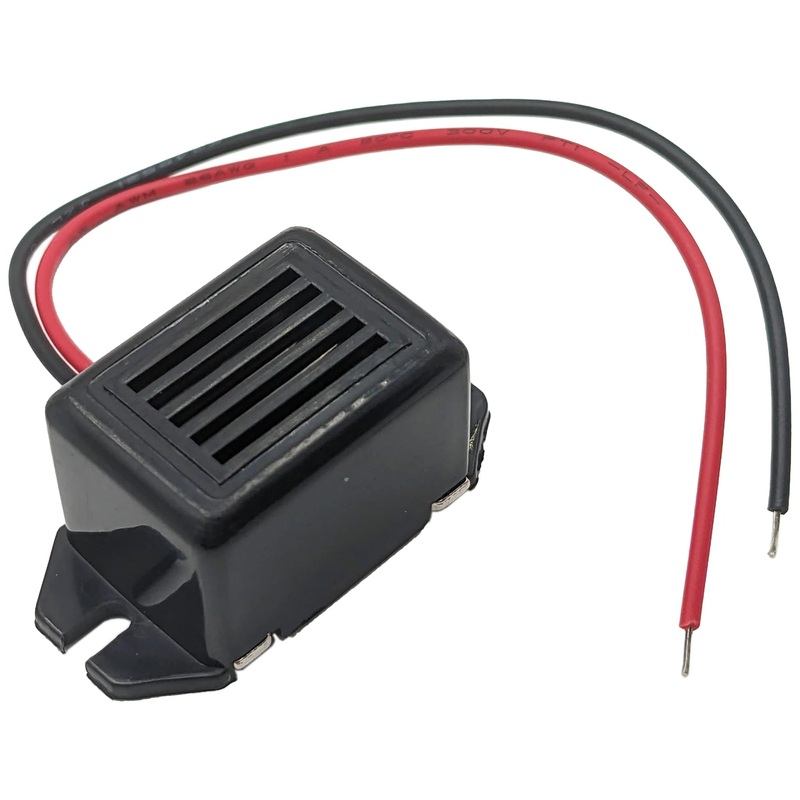 85db Buzzer 8-16V DC, Solid State, with Wire Leads, 1.31" x 0.70" x 0.60"
