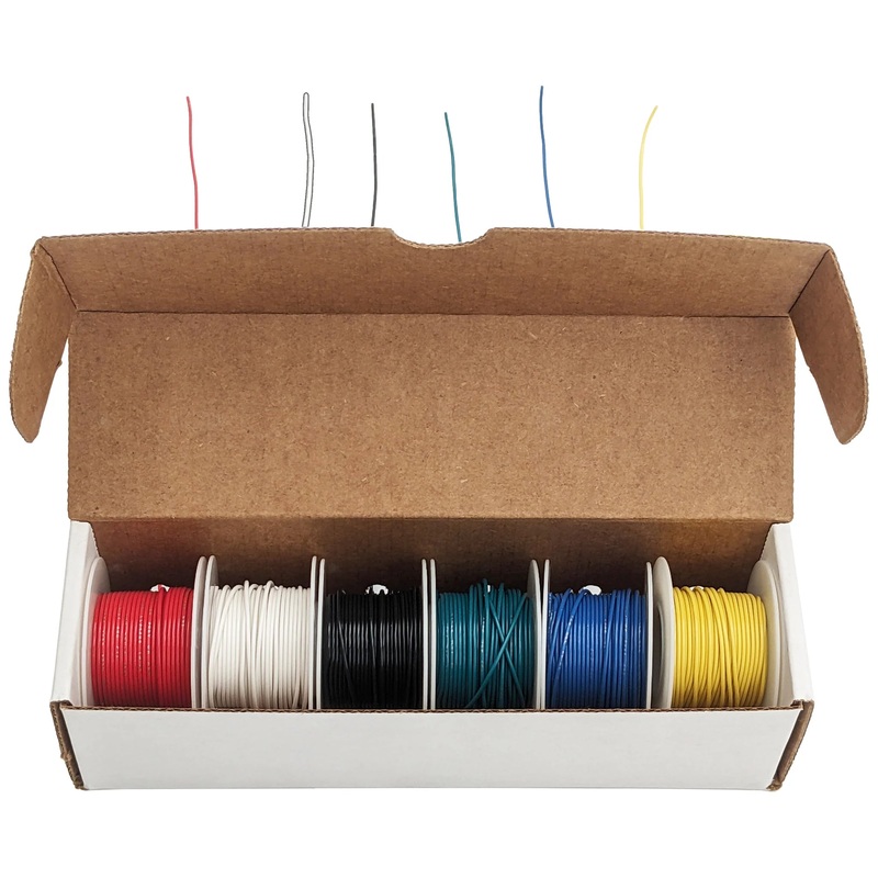 Stranded 26 Gauge Hook Up Wire Kit - Includes 6 Different Color 25 Foot Spools, Tinned Copper, PVC Insulated