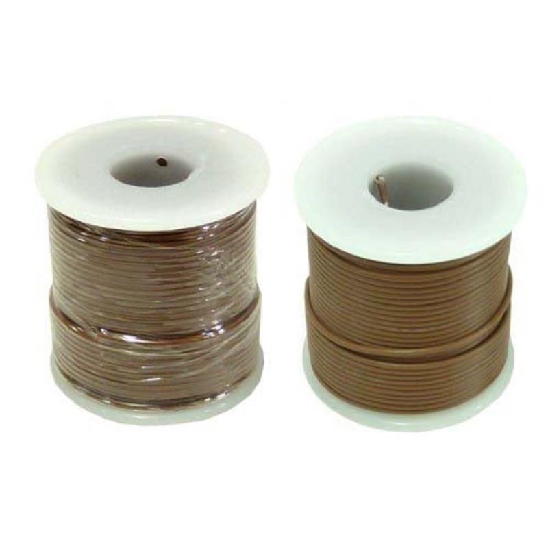 Stranded Hook Up Wire - 22 Gauge, 25 Foot Spool - Brown (Shade May Vary), 300 Volts
