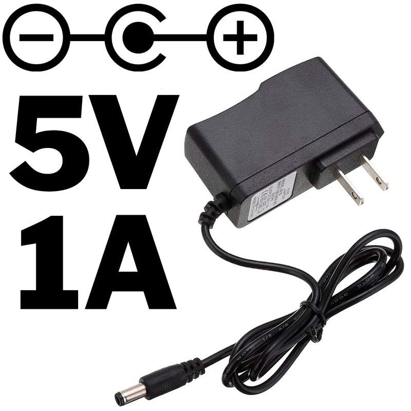 5 Volt DC, 1 Amp Power Adapter with 5.5mm Outer Diameter, 2.1mm Inner Diameter Barrel Jack (Center Positive)