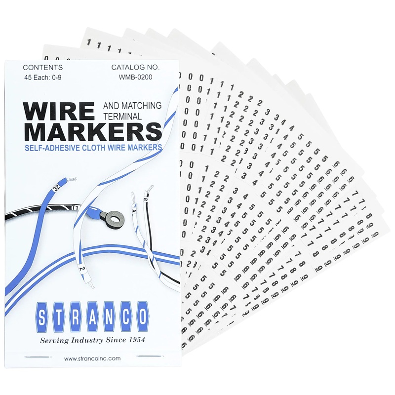 Stranco 450 Piece Wire Marker Labels - Includes Numbers 0 through 9 (WMB-0200)