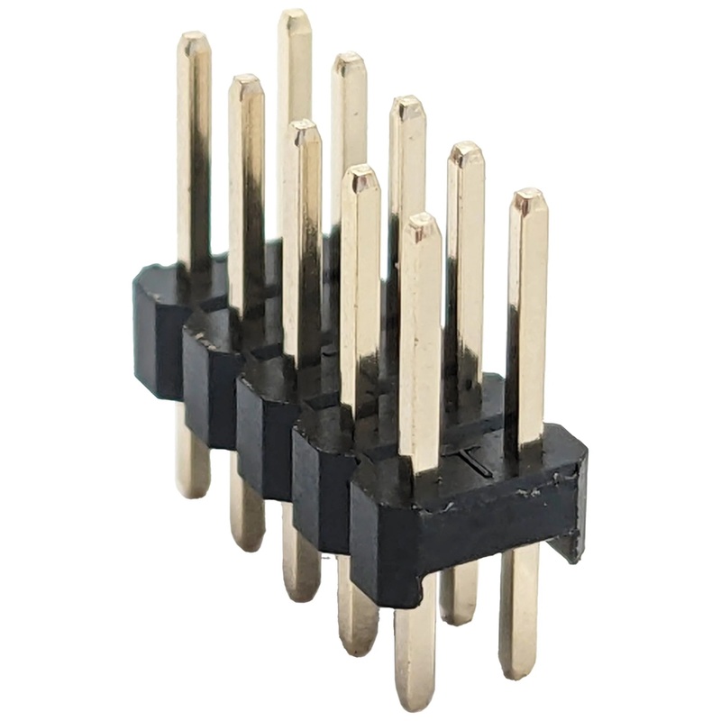 10 Pin Dual Row Male Header, 0.025" Square Posts on 0.1" Center