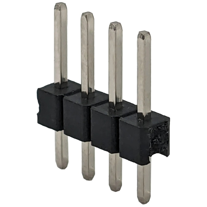 4 Pin Single Row Male Header, 0.025" Square Posts on 0.1" Center