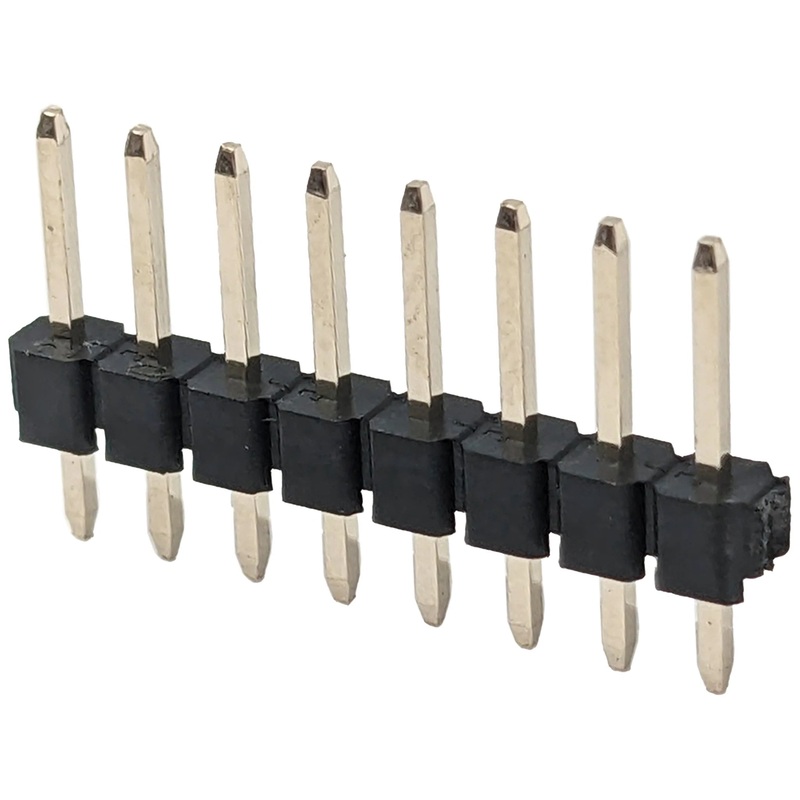8 Pin Single Row Male Header, 0.025" Square Posts on 0.1" Center