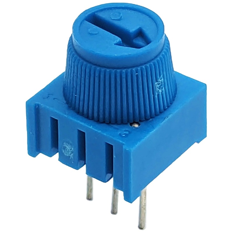 100K Ohm Cermet Potentiometer, Single Turn with Knob, 0.1" Pin Spacing for Breadboards