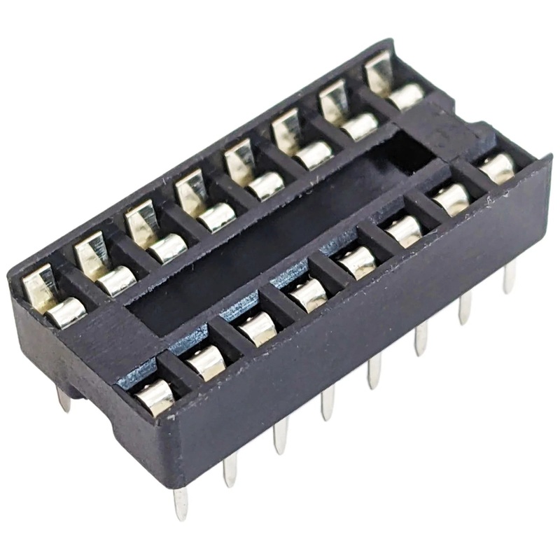 16 Pin Solder Tail Low Profile DIP IC Socket, 2.54mm Pitch, 7.6mm Row to Row Distance