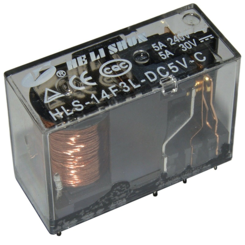 5V 5A Single Contact Relay DIP, 50 Coil Resistance, Clear, HLS-14F3L-DC5V-C