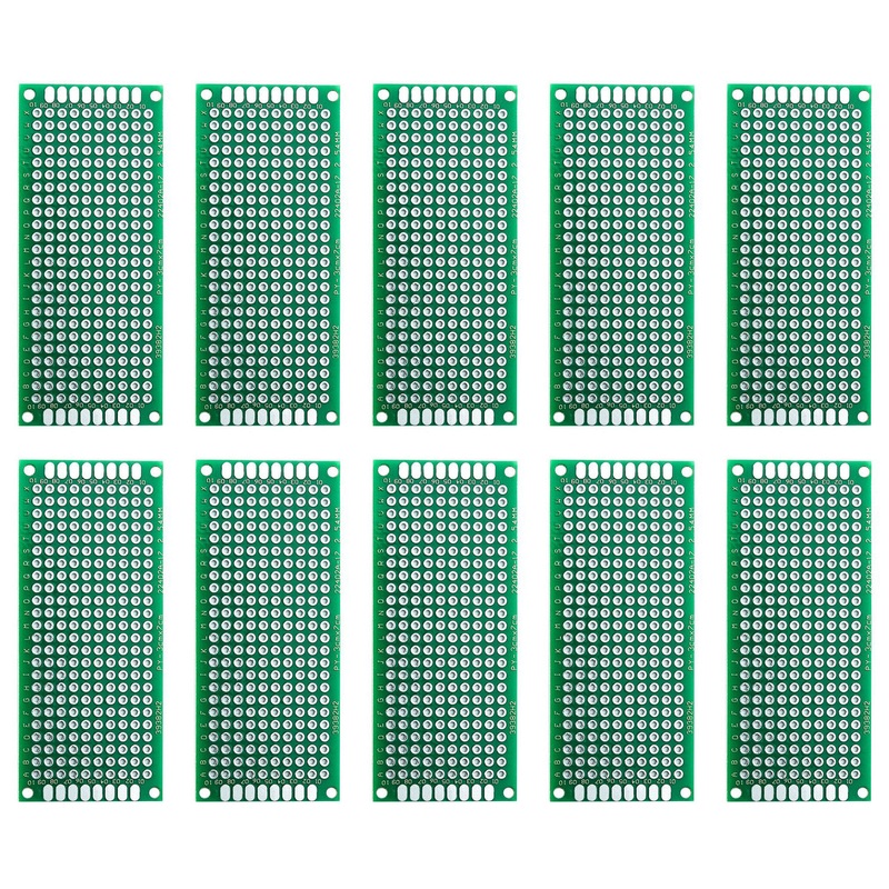 10 Pack Double Sided PCB Prototype Board, 3 x 7 cm with 240 holes