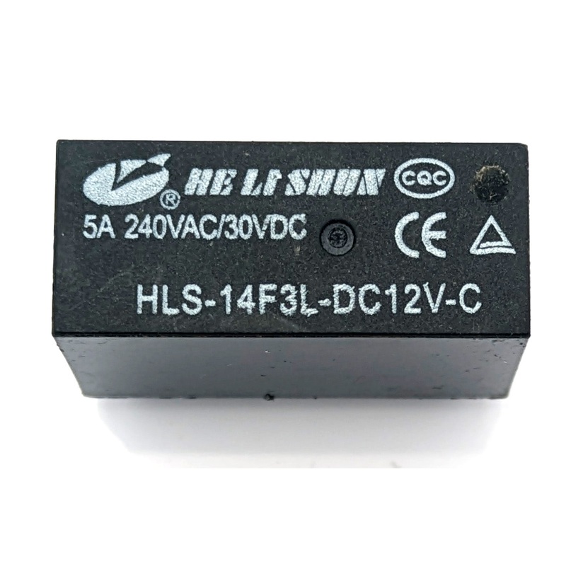 12V 5A Single Contact Relay DIP, 270 Ohms Coil Resistance, Black Case, HLS-14F3L-DC12V-C