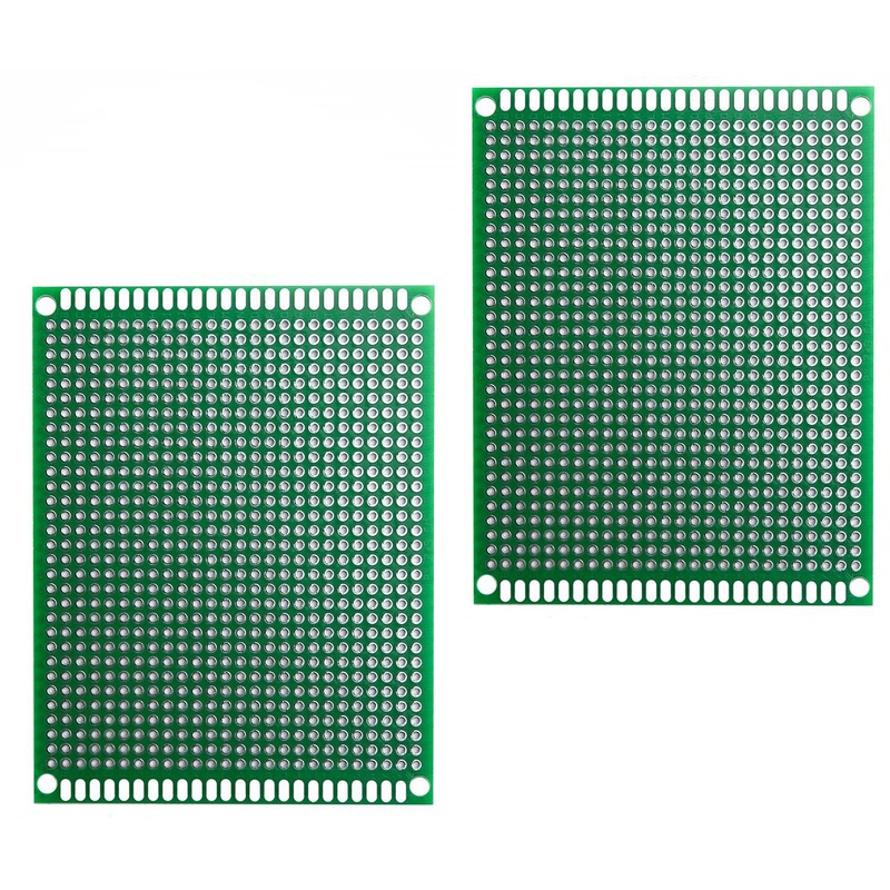 2 Pack Double Sided PCB Prototype Board, 7 x 9 cm with 806 holes