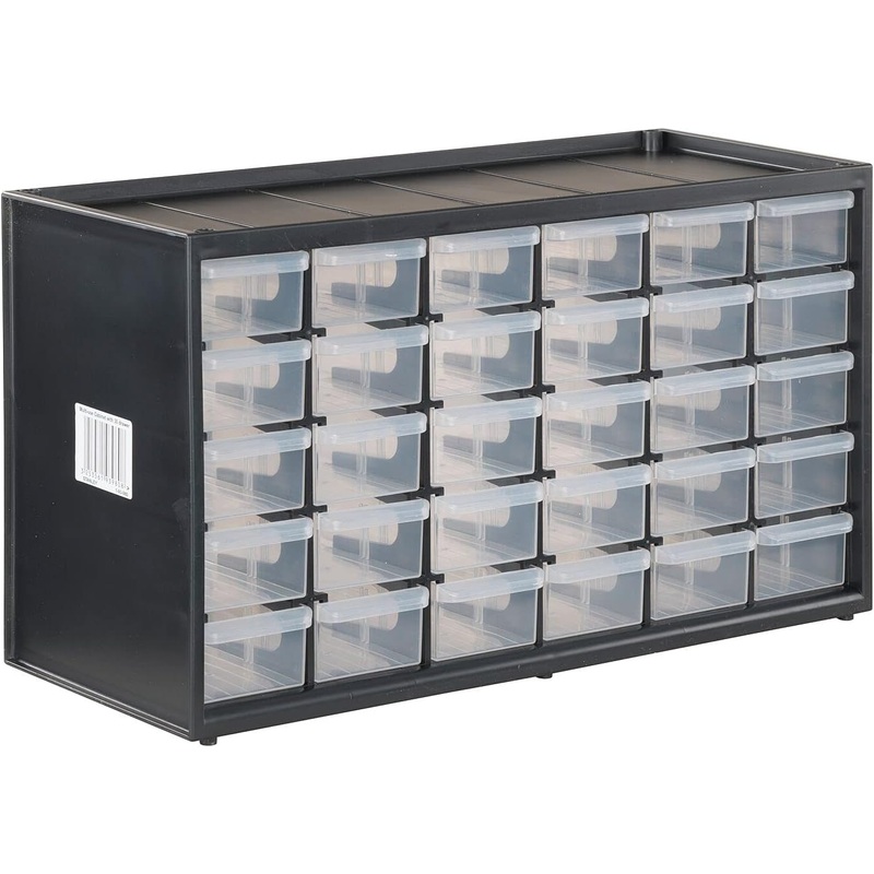Storage Organizer, 30 Small Drawer Modular Storage System, Easily Stackable, Black/White