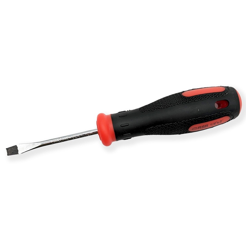 1/4" x 3" Slotted Screwdriver, Rubber Grip, Magnetic Tip, Shaft Length 3"