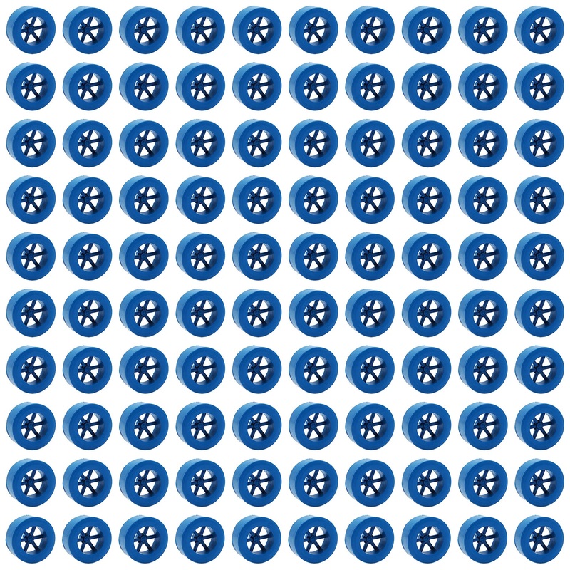100 Pack Blue 40mm Rear Wheels with Spokes for Co2 Dragsters