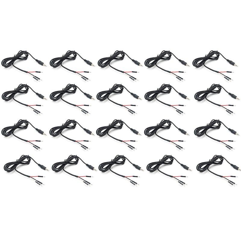 20 Pack 3.5mm Breakout Stereo Male Cable to 3x Dupont Male, 6 Feet Total Length