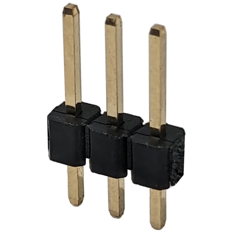 3 Pin Single Row Male Header, 0.025" Square Posts on 0.1" Center