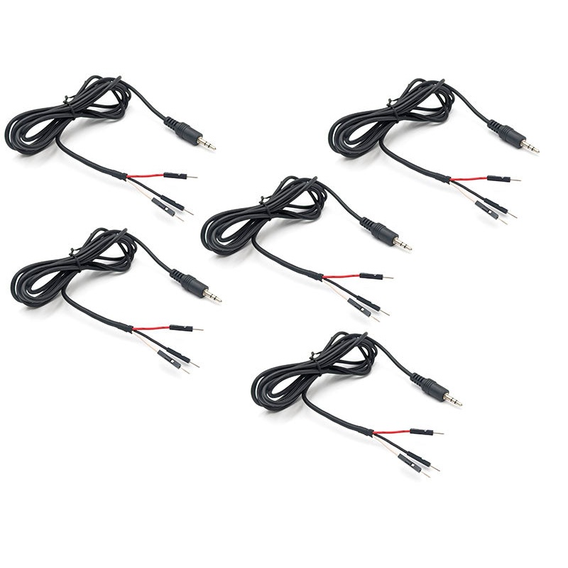 5 Pack 3.5mm Breakout Stereo Male Cable to 3x Dupont Male, 6 Feet Total Length