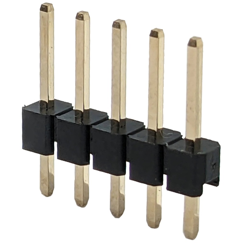 5 Pin Single Row Male Header, 0.025" Square Posts on 0.1" Center