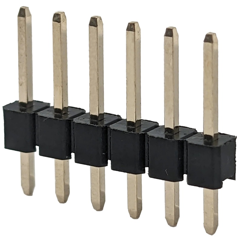 6 Pin Single Row Male Header, 0.025" Square Posts on 0.1" Center