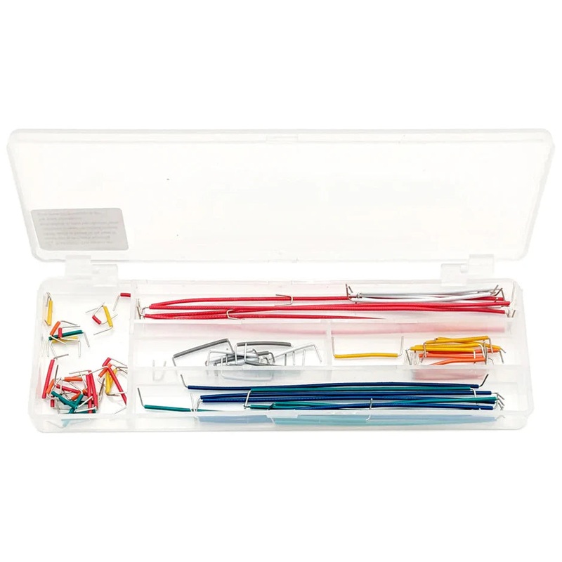 70 Piece Jumper Wire Kit for Breadboarding, Assorted Lengths and Colors in Plastic Storage Case