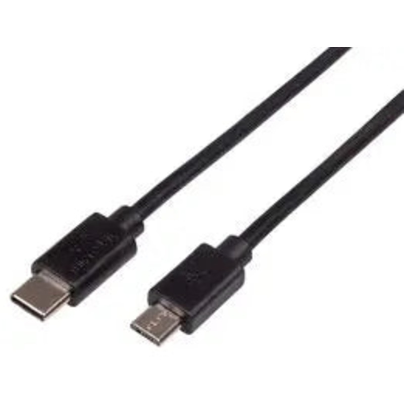 USB Cable, Type C Plug to Micro USB Plug, 11.8 ", Black