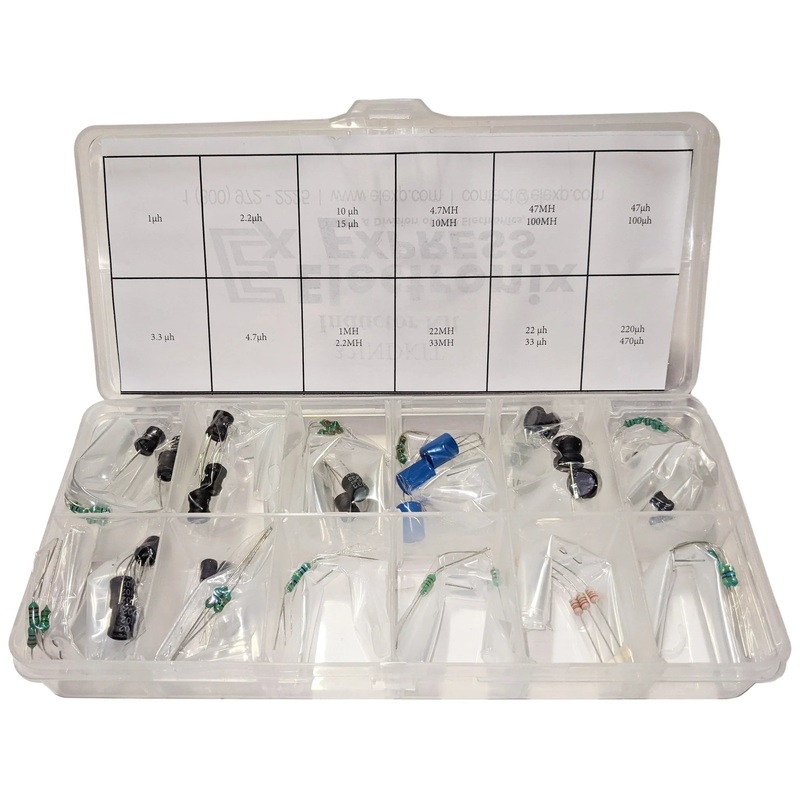 60 Piece Inductor Assortment Kit - Includes 20 Different Values from 1H to 100MH