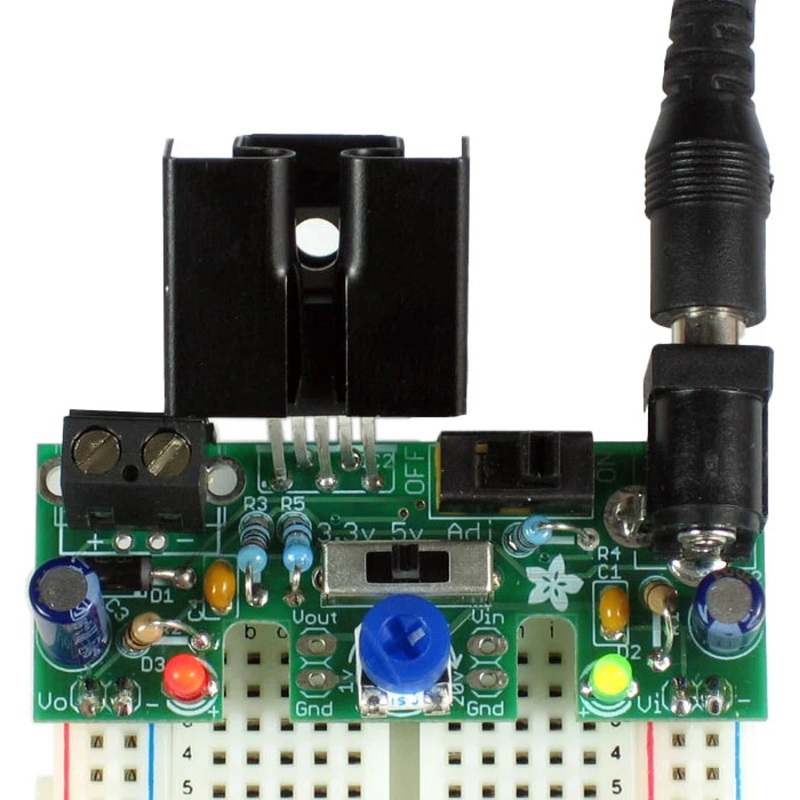 Adjustable Breadboard Power Supply Kit, Adjustable Output (184)