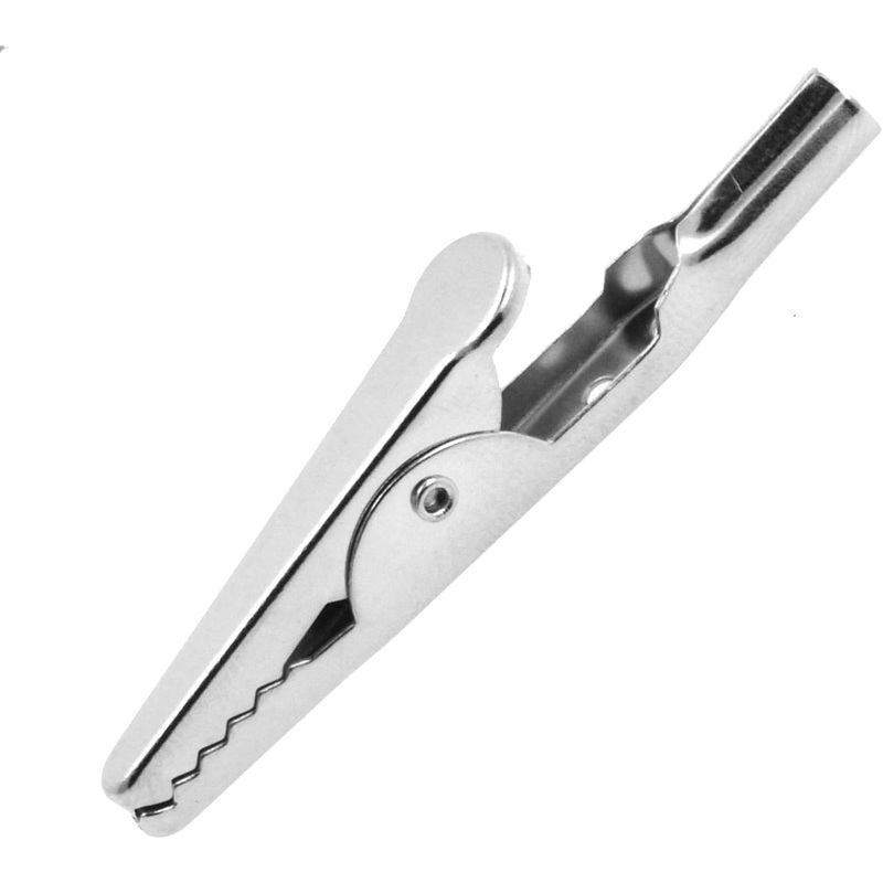 Alligator Clips, Solder Type, 2 Inches Long, 3-Eighths Jaw Opening, Accepts Banana Plug Equal to Muel No 60