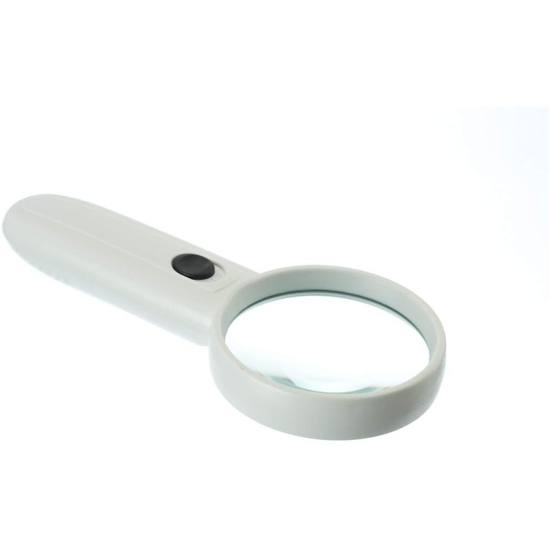 2.5" Diameter Handheld Illuminated Magnifying Glass with 2 LEDs, 3X Magnification Power